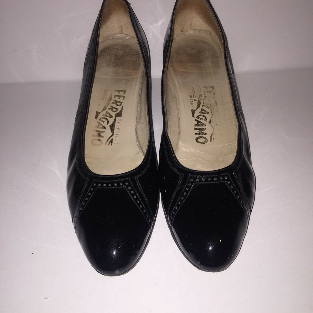 Salvatore Ferragamo Black Patent Leather Heels